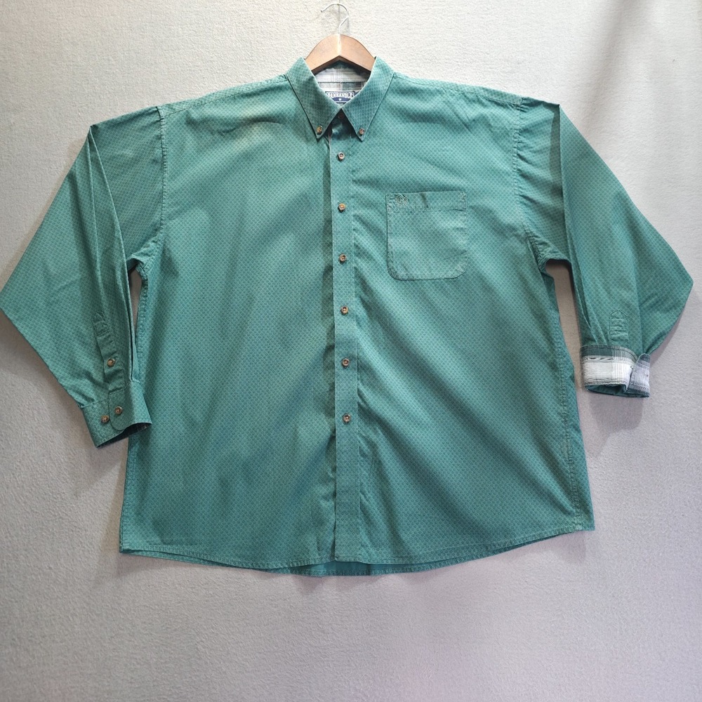 Panhandle Slim Men's Green Flip Cuff Long Sleeve‎ Button Up Shirt Size XL